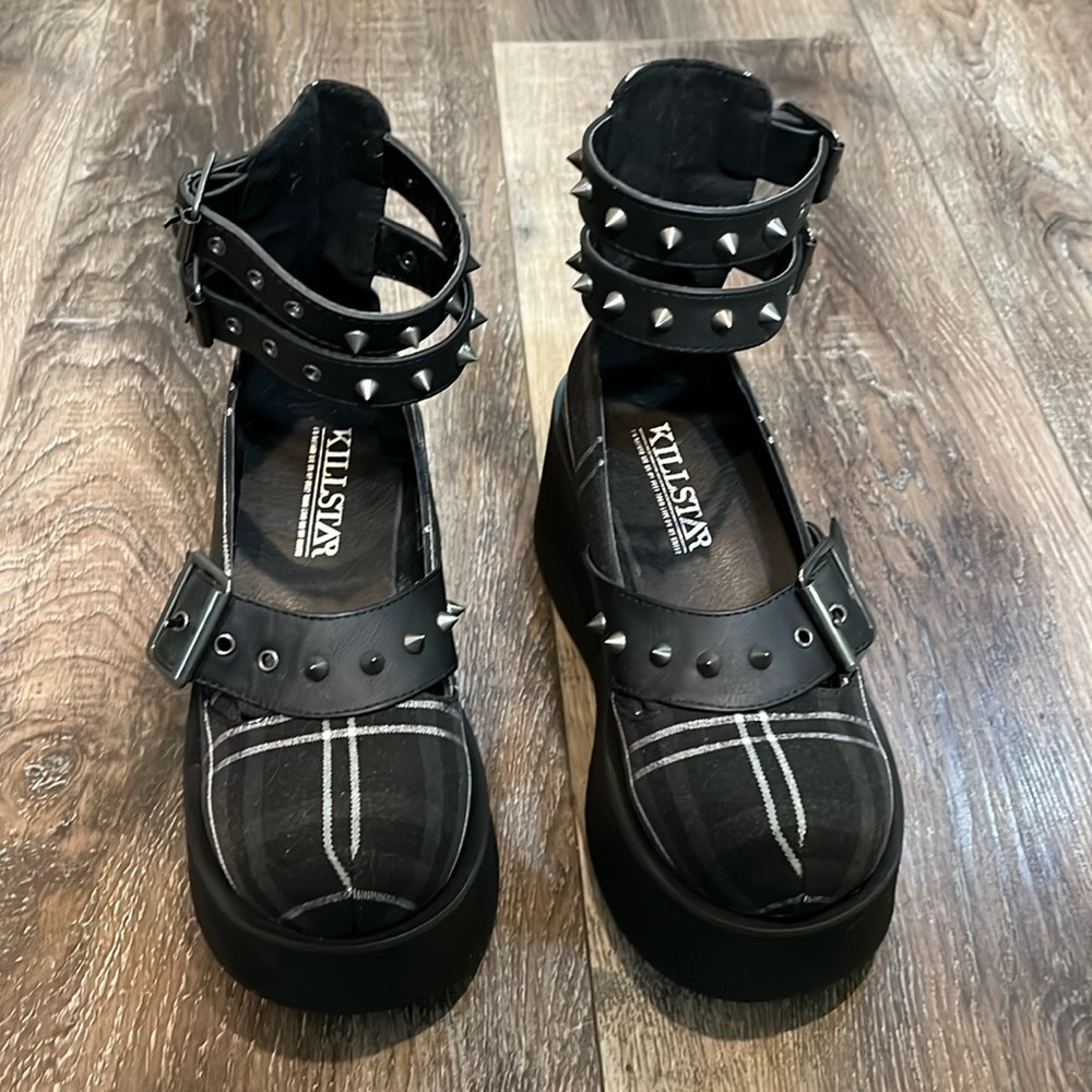 Killstar Bloody Mary Ash Tartan platform shoes - Picture 4 of 12